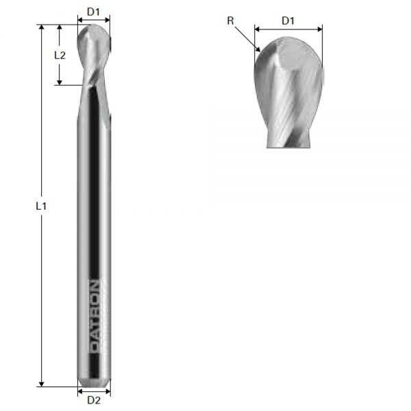 Double Flute Ball Nose End Mill