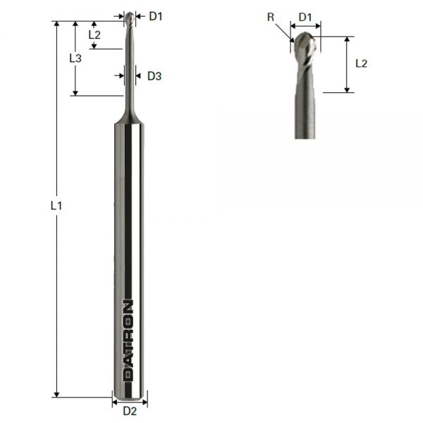 Double Flute Ball Nose End Mill - Long Reach