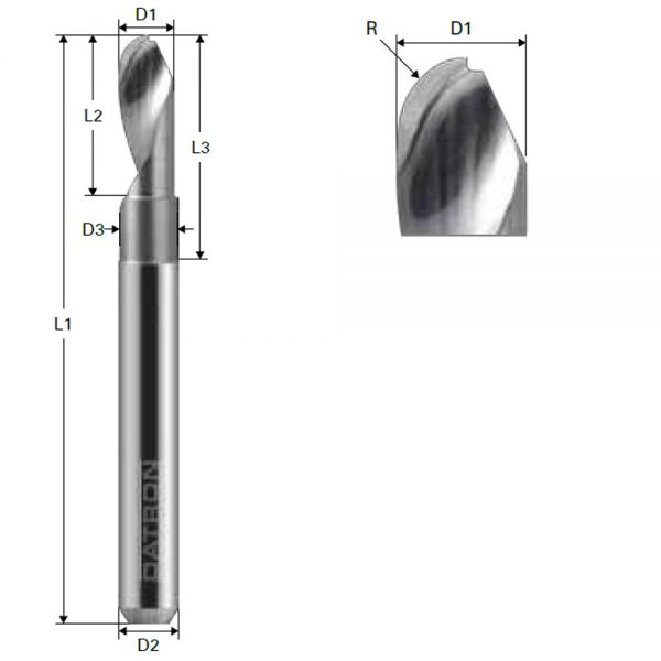 Dimensions for Polished Single Flute End Mill